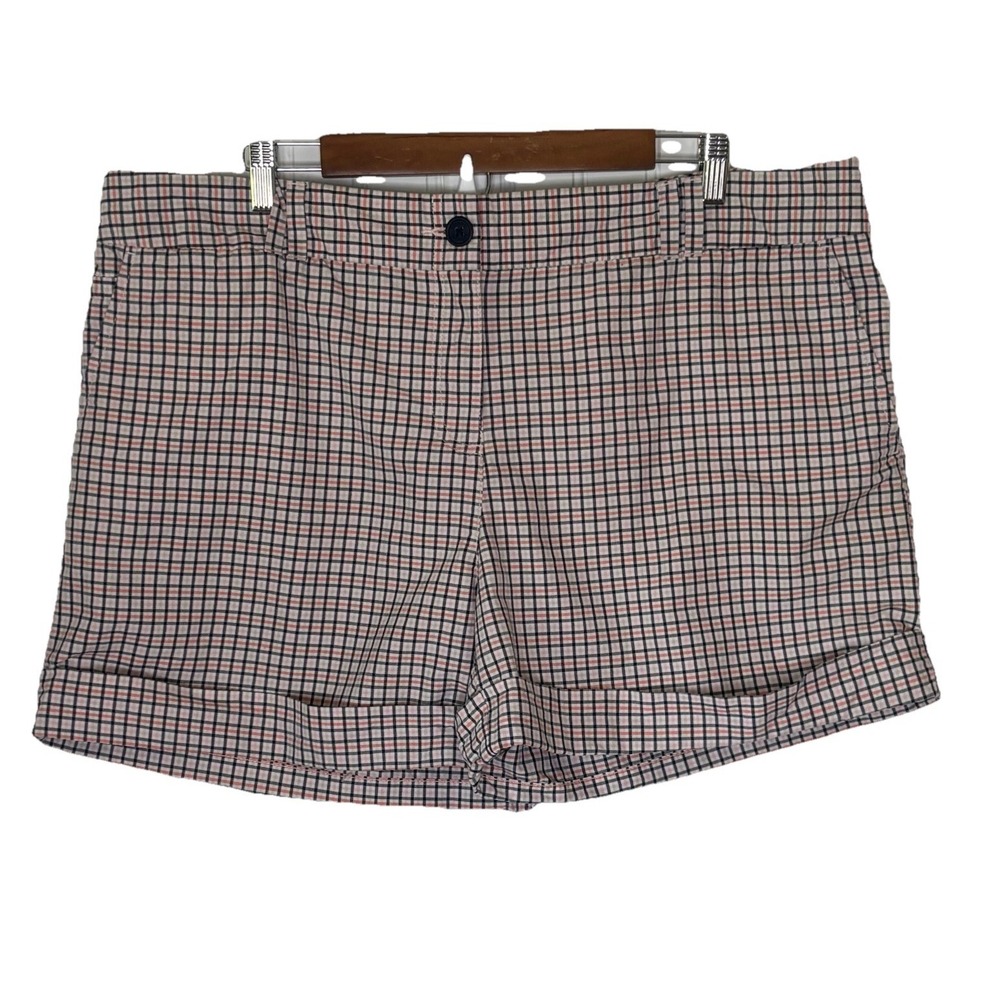 Tommy Hilfiger Short Y2K Womens 18 Navy Pink Black Plaid Classic Preppy Nautical